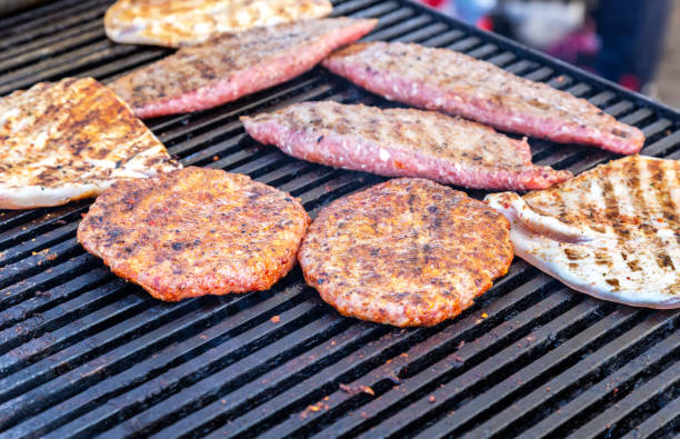 istock Appetizing pieces of grilled meat cooked on the grill 1248196839
