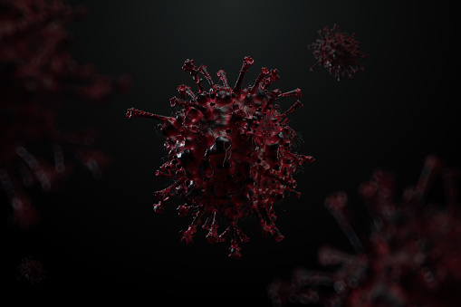 3D models of coronavirus on the black background