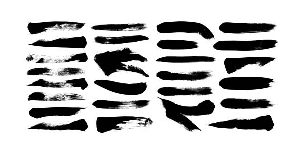 istock Vector grungy paint brush strokes collection. Calligraphy straight smears, stamp, lines. 1248198074