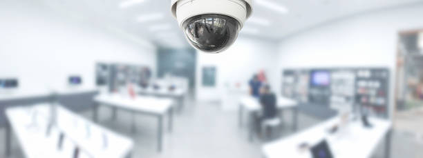 istock CCTV security panorama with shop store blurry background. 1248200524