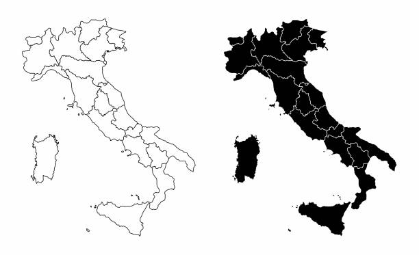illustrazioni stock, clip art, cartoni animati e icone di tendenza di mappe delle regioni italiane - italy map sicily cartography