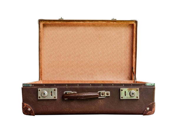 istock Vintage brown suitcase on white background 1248202957