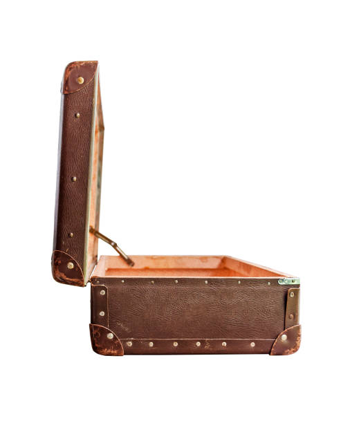 istock Vintage brown suitcase on white background 1248203529