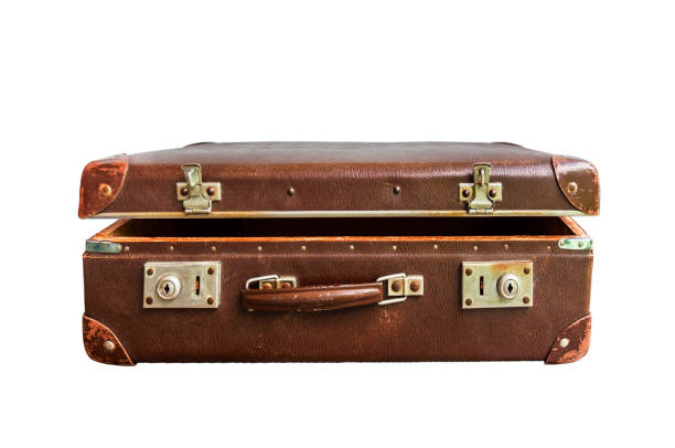istock Vintage brown suitcase on white background 1248204079