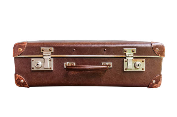 istock Vintage brown suitcase on white background 1248204629