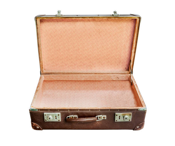 istock Vintage brown suitcase on white background 1248205178