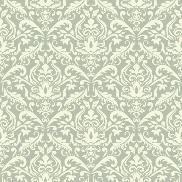 элегантный цветочный бесшовный векторный узор - wallpaper pattern silk pattern rococo style stock illustrations