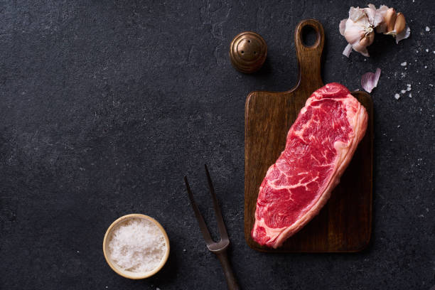 istock Top view Black Angus prime beef striploin steak 1248210991