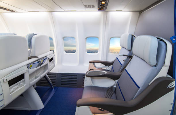 istock Seat rows in an airplane cabin 1248211808