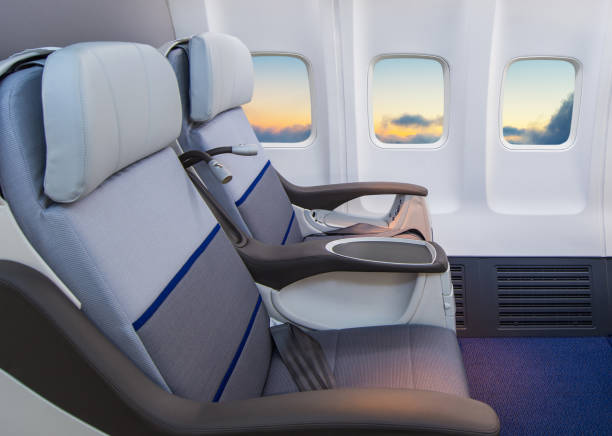 istock Seat rows in an airplane cabin 1248211875