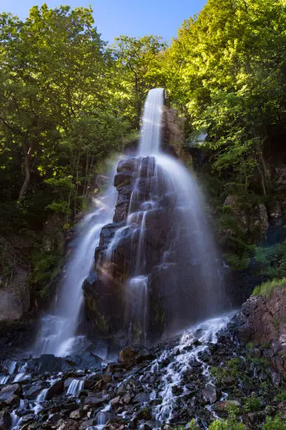 Smooth waterflow of Trusetaler Waterfall