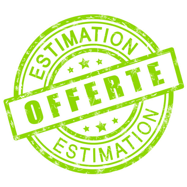 istock Free estimate in french. Green stamp icon. 1248216178
