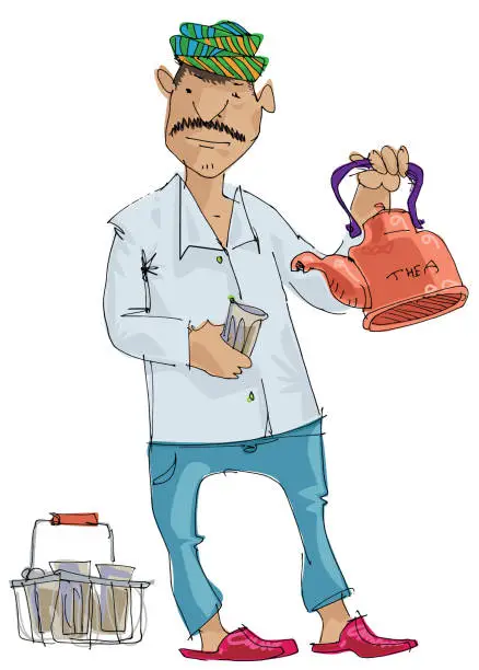 Vector illustration of indian street tea vendor