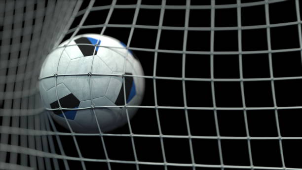 istock Ball with flags of Estonia hits goal. 3D rendering 1248226435