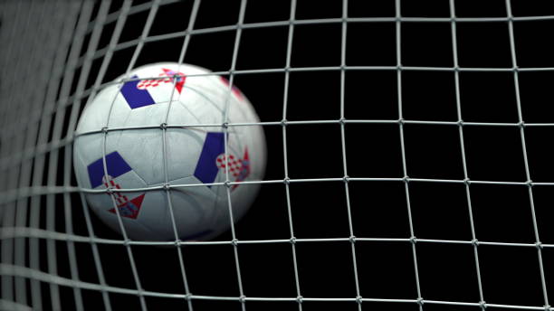 istock Ball with flags of Croatia hits goal. 3D rendering 1248226561