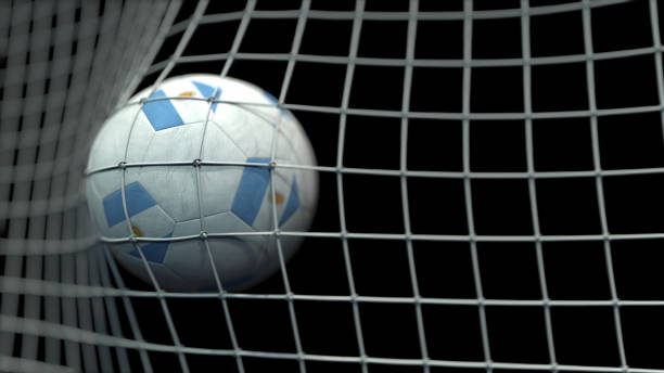 istock Ball with flags of Argentina hits goal. 3D rendering 1248226727