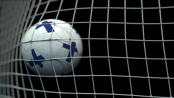 istock Ball with flags of Finland hits goal. 3D rendering 1248227463