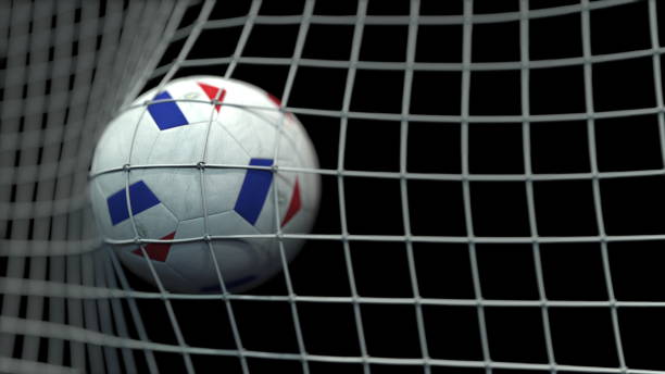 istock Ball with flags of Paraguay hits goal. 3D rendering 1248227613