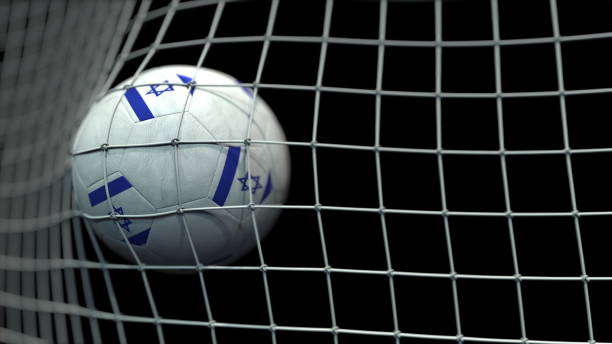 istock Ball with flags of Israel hits goal. 3D rendering 1248227771