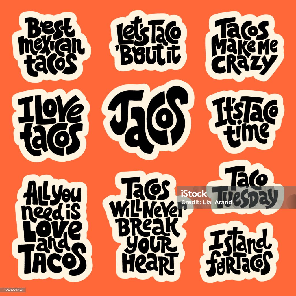 Taco liefdevolle set - Royalty-free Lettertype vectorkunst