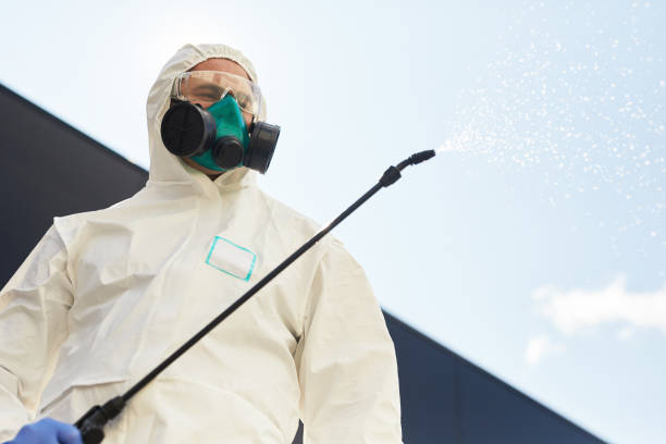 desinfektion arbeiter niedriger winkel - radiation protection suit toxic waste protective suit cleaning stock-fotos und bilder