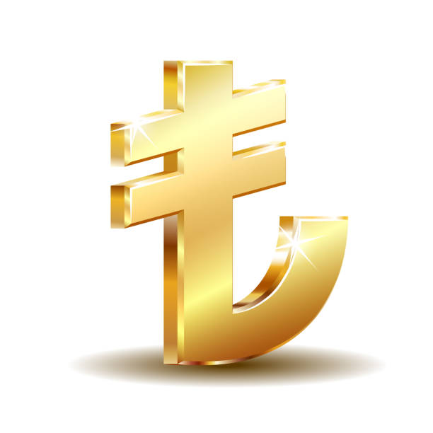 ilustrações de stock, clip art, desenhos animados e ícones de shiny golden turkish lira sign. tl currency symbol. turkish money. - tl