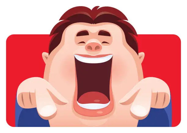 Vector illustration of man laughing and pointing at front