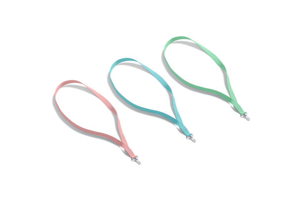 istock Blank colored lanyard for name card mockup set, side view 1248237509