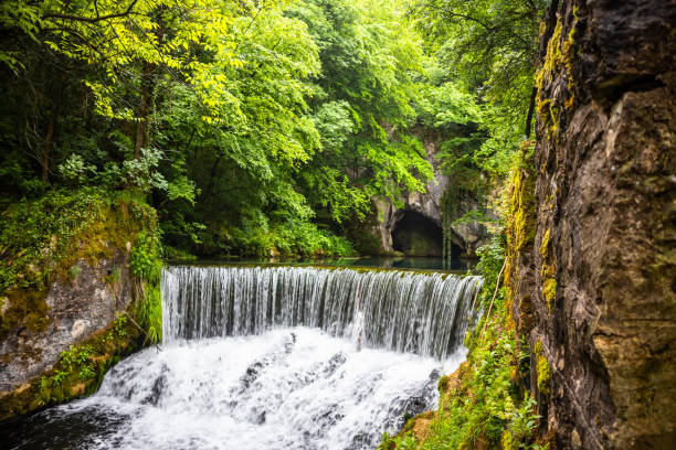 istock Small waterfall on Krupajsko vrelo in Serbia 1248237611