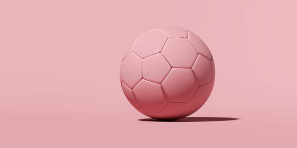 istock 3d image, colorful pink classic soccer ball on a pink background 1248239726
