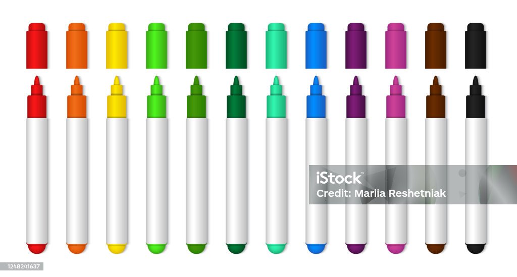 Ilustración de Pluma De Marcador De Colores Para La Escuela O Los Niños Lápiz Resaltador Realista De Color Amarillo Negro Verde Azul Naranja Para Dibujar Colección De Marcadores Cerrados De Papelería Aislada Ilustración de Pluma De Marcador De Colores Para La Escuela O Los Niños Lápiz Resaltador Realista De Color Amarillo Negro Verde Azul Naranja Para Dibujar Colección De Marcadores Cerrados De Papelería Aislada