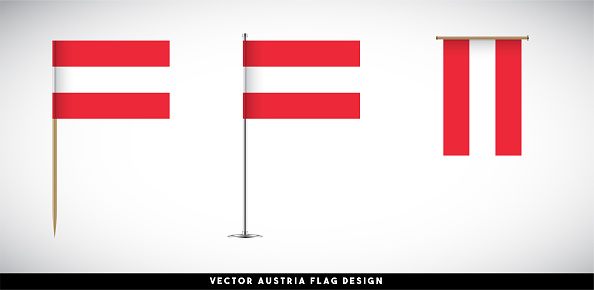 Vector Austrian Flag Set On White Background