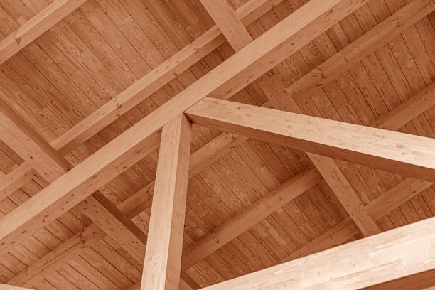 istock The construction of the wooden roof. 1248242543