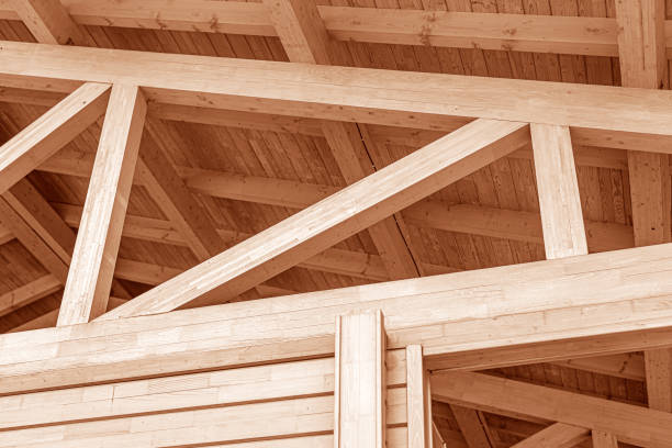 istock The construction of the wooden roof. 1248242587