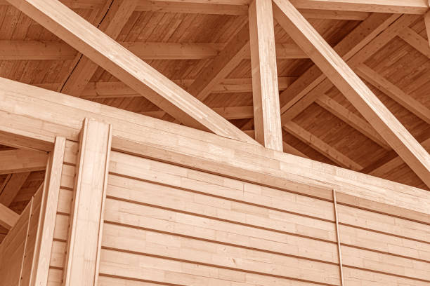 istock The construction of the wooden roof. 1248242597