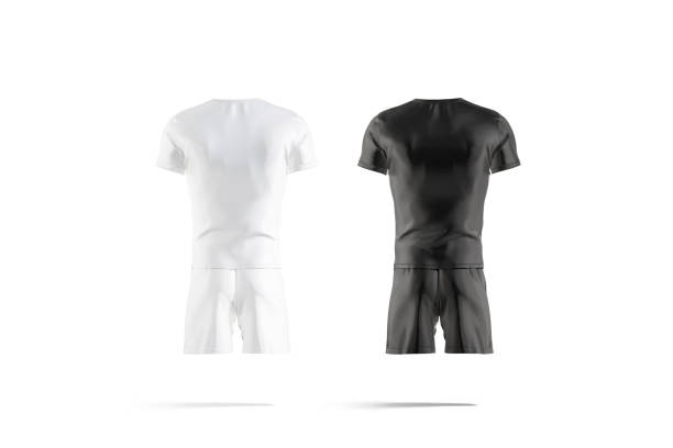 istock Blank black and white soccer uniform with t-shirt short mockup 1248242668