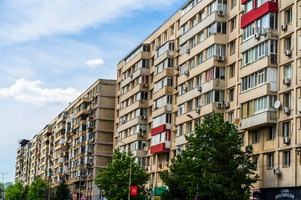 Apartment buildings in Bucharest, Romania, 2020