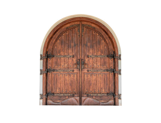 istock Vintage wooden gate isolated on a white. 1248243172