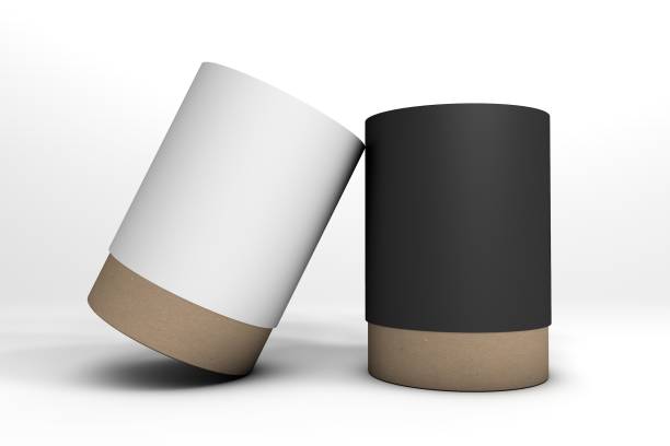 istock Cylindrical cardboard packaging with variety material set. 3D 1248243347