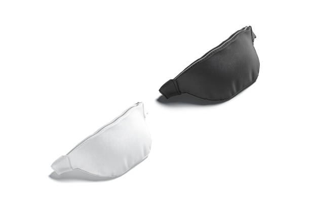 istock Blank black and white waist bag mockup lying, side view 1248244319