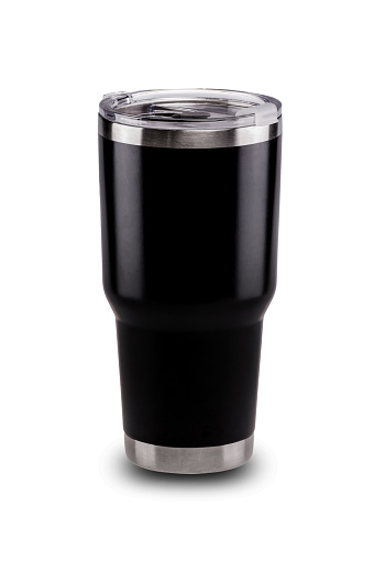 Thermo bottle black colour container isolate on white background