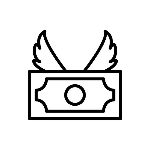 Vector illustration of dollar money wings icon. Simple line, outline vector elements of bankruptcy icons for ui and ux, website or mobile application