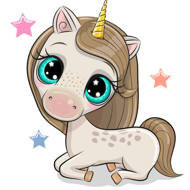 ilustraciones, imágenes clip art, dibujos animados e iconos de stock de unicornio de dibujos animados aislado sobre un fondo blanco - 5954