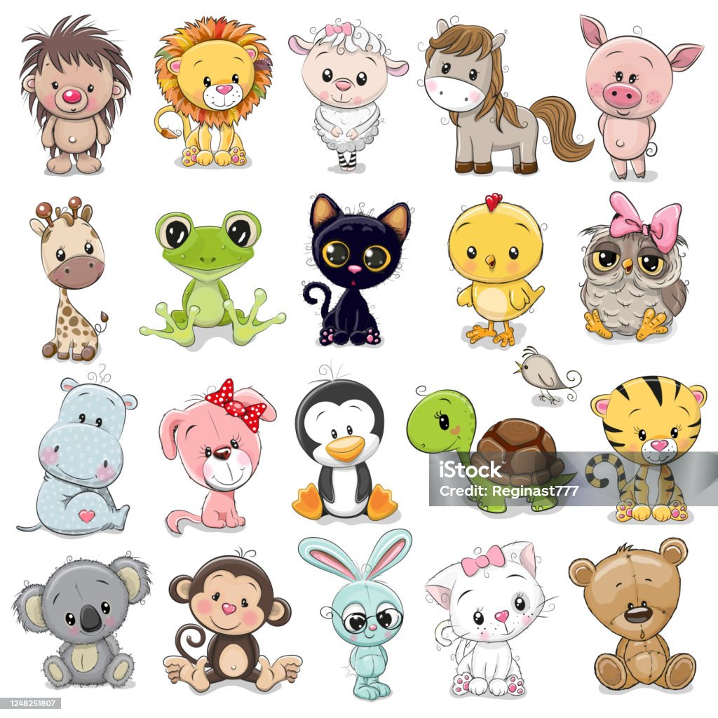 Set Of Cute Animals Stock Illustration - Download Image Now - Animal, Animal  Themes, Cute - iStock