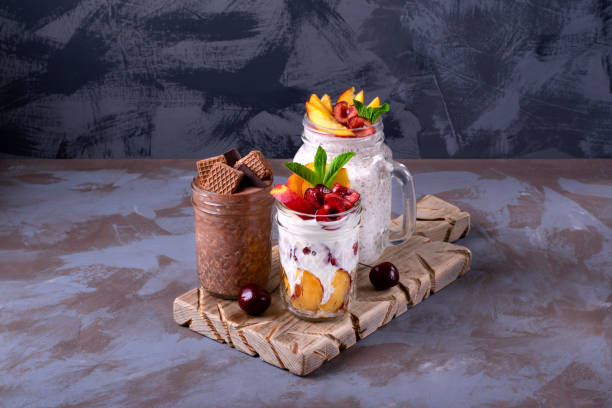 istock Overnight oats assortment in glass jars 1248252369