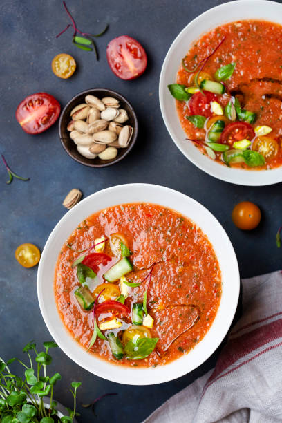 istock Spanish cold tomato soup gazpacho with Basil 1248255546