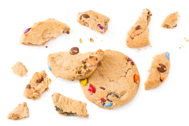 istock Chocolate chip cookies isolated on white background. Sweet biscuits. top view 1248261327