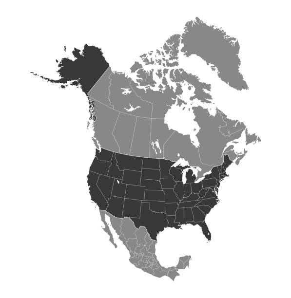 karte von nordamerika - map usa north america canada stock-grafiken, -clipart, -cartoons und -symbole