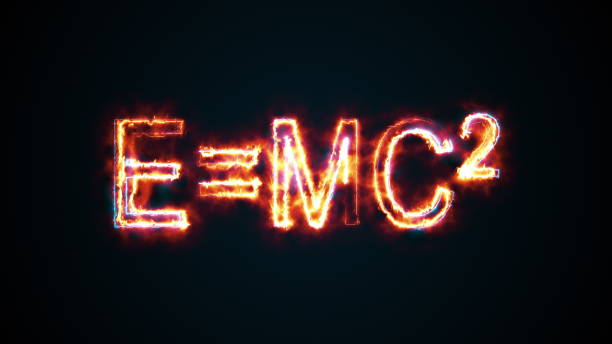 inscription e mc2, générée par ordinateur. rendu 3d de la formule physique d’albert einsteins. contexte graphique scientifique - mc2 photos et images de collection
