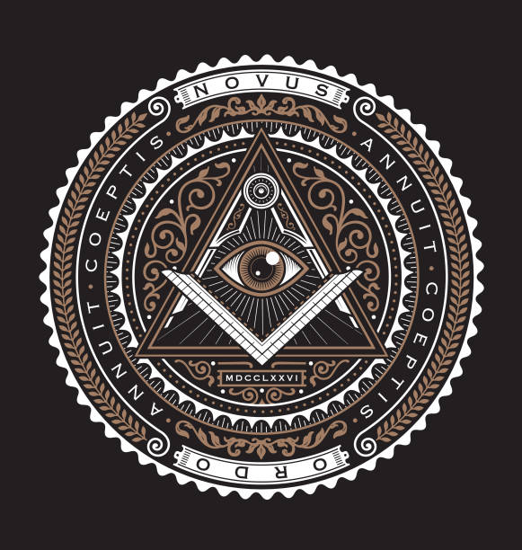 All Seeing Eye Emblem Badge Vector Logo 2 Color All Seeing Eye Emblem Badge Vector Logo 2 Color illuminati stock illustrations